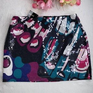 NWT Express Skirt sequins abstract print
